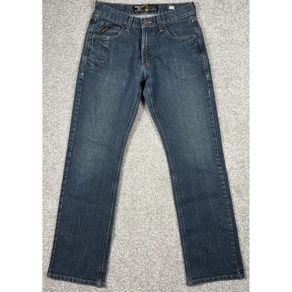 Ariat Rebar M5 Straight Leg Jeans Men's 30x34 Dark Wash Stretch Work Denim